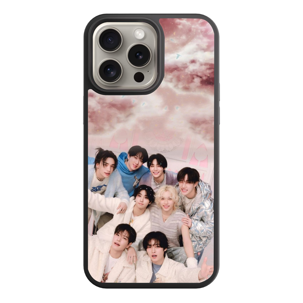 Stray Kids Phone Case For iPhone Samsung Galaxy Pixel - Stray Kids Members Group Photo Under Pink Cloudy Sky