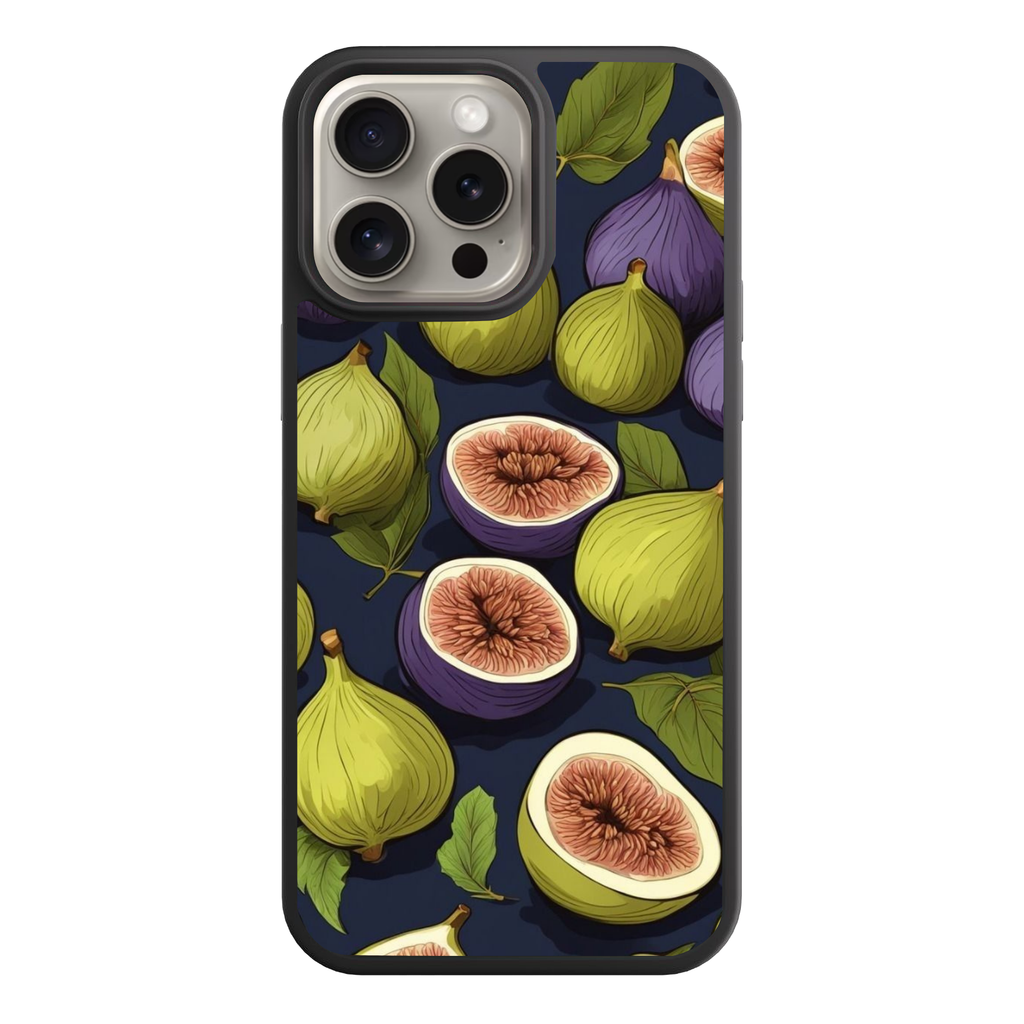 Fig Pattern Phone Case For iPhone Samsung Galaxy Pixel - Fig Botanical Pattern In Dark Navy Background