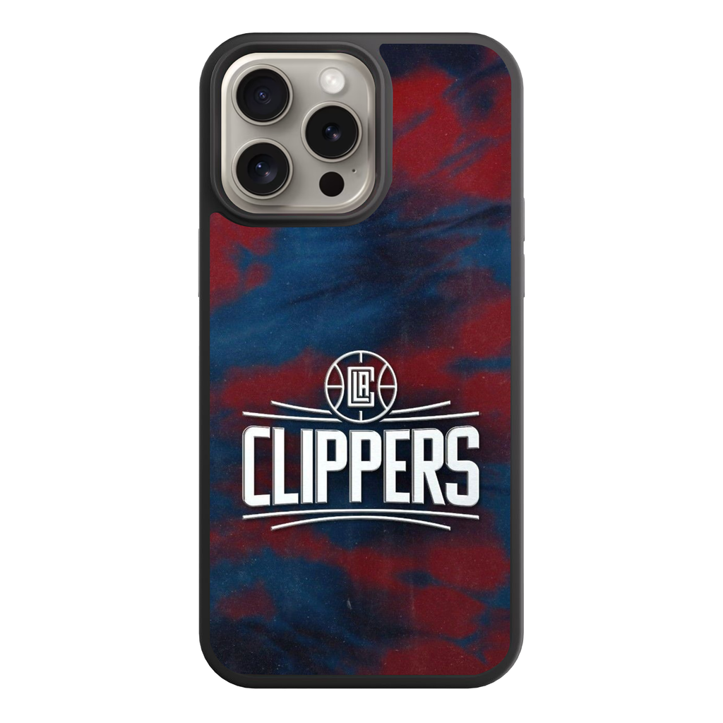 NBA Los Angeles Clippers Phone Case For iPhone Samsung Galaxy Pixel - Los Angeles Clippers Logo And Wordmark On Red And Blue Tie Dye Background