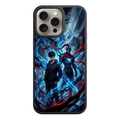 Solo Leveling Phone Case For iPhone Samsung Galaxy Pixel - Sung Jin woo And Igris Standing Together In Front Of Blue Crystals On Dark Background