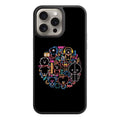 BTS Phone Case For iPhone Samsung Galaxy Pixel - BT21 Neon Outline Doodle Pattern On Black Background