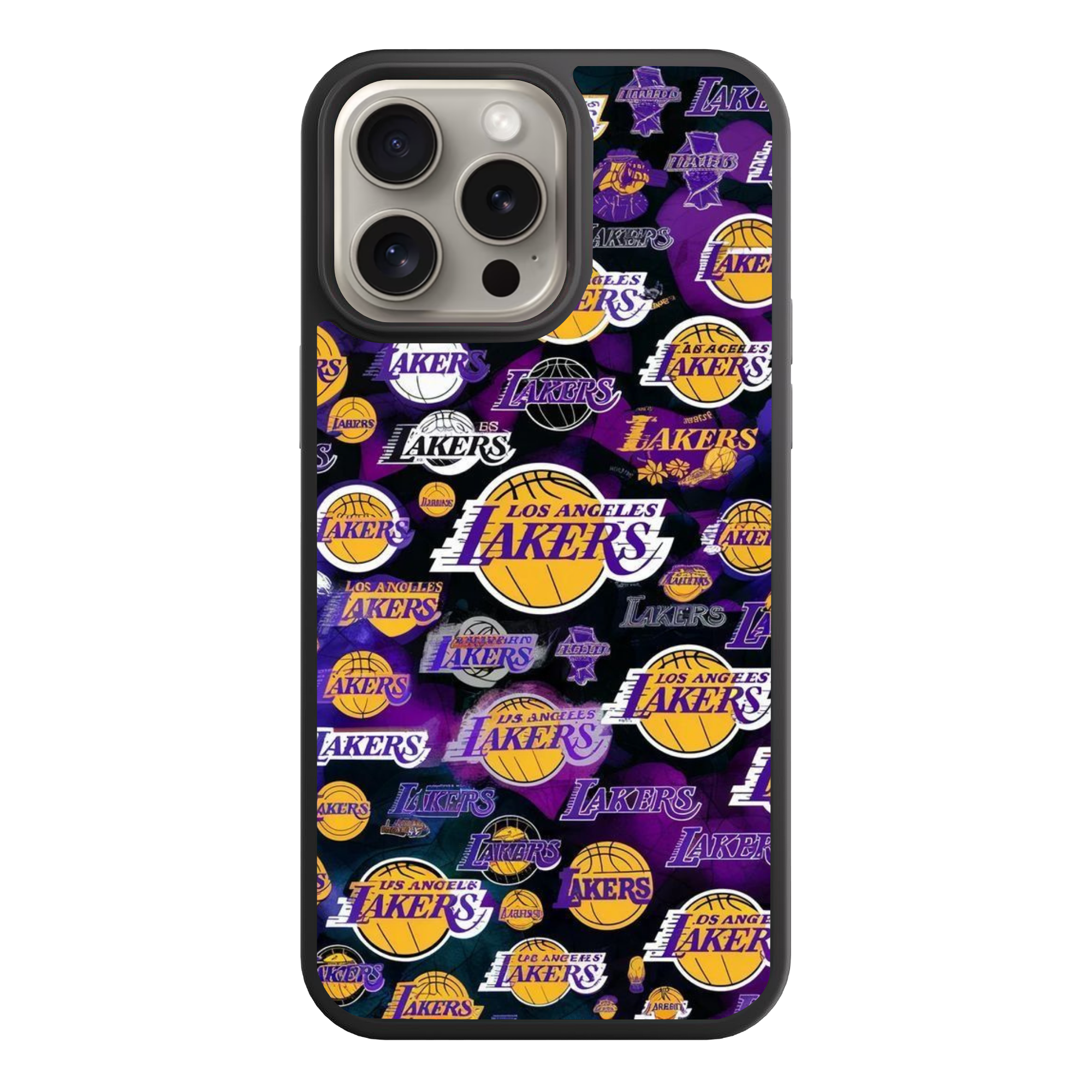NBA Los Angeles Lakers Phone Case For iPhone Samsung Galaxy Pixel - Los Angeles Lakers Logo Pattern On Black Background