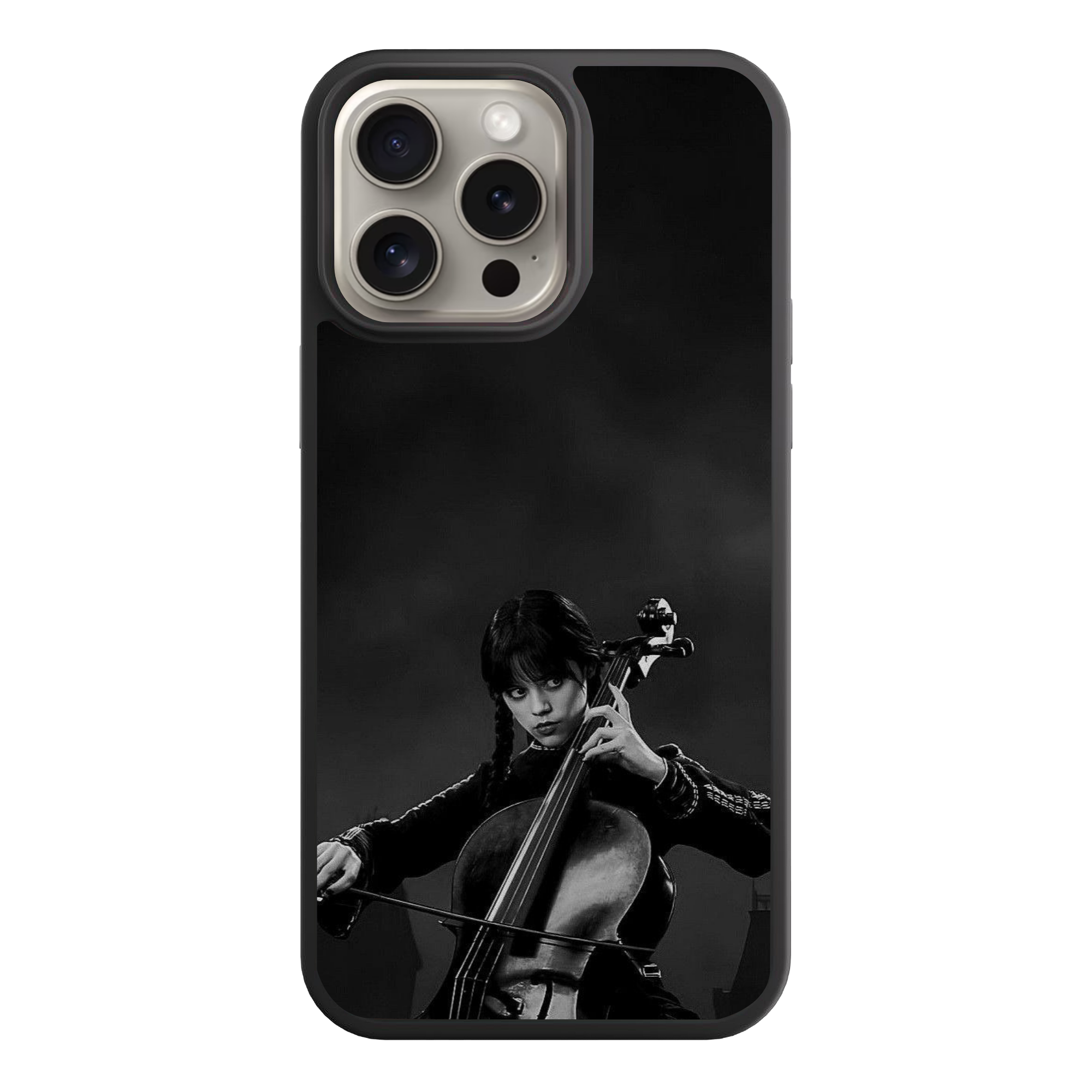 Wednesday Phone Case For iPhone Samsung Galaxy Pixel - Wednesday Addams Playing Cello On Dark Cloudy Background
