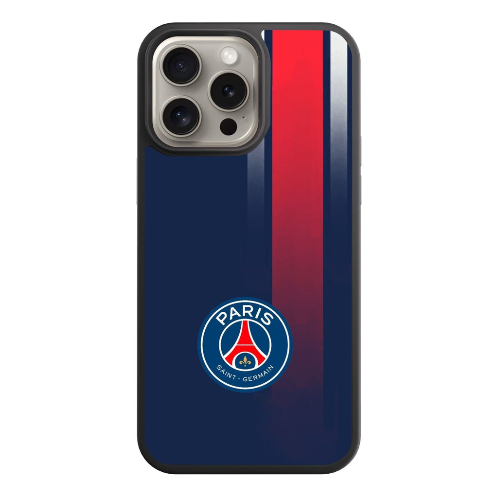 Paris Saint Germain FC Phone Case For iPhone Samsung Galaxy Pixel - Paris Saint Germain FC Logo With Off Center Vertical Red Stripe On Blue Background