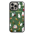 Moomins Phone Case For iPhone Samsung Galaxy Pixel - Moomin Characters Pattern In Dark Green Background