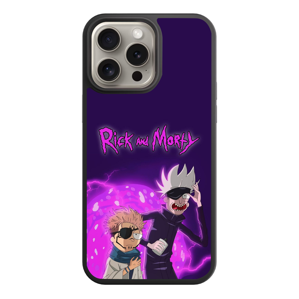 Rick And Morty Phone Case For iPhone Samsung Galaxy Pixel - Rick And Morty As Satoru Gojo And Yuji Itadori On Purple Space Background