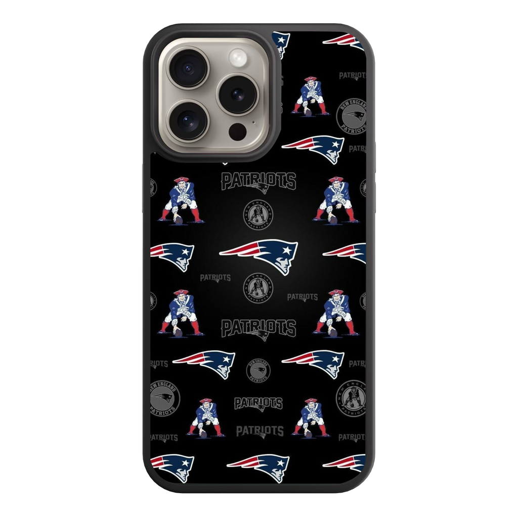 NFL New England Patriots Phone Case For iPhone Samsung Galaxy Pixel - New England Patriots Logo And Pat Patriot Pattern On Black Background