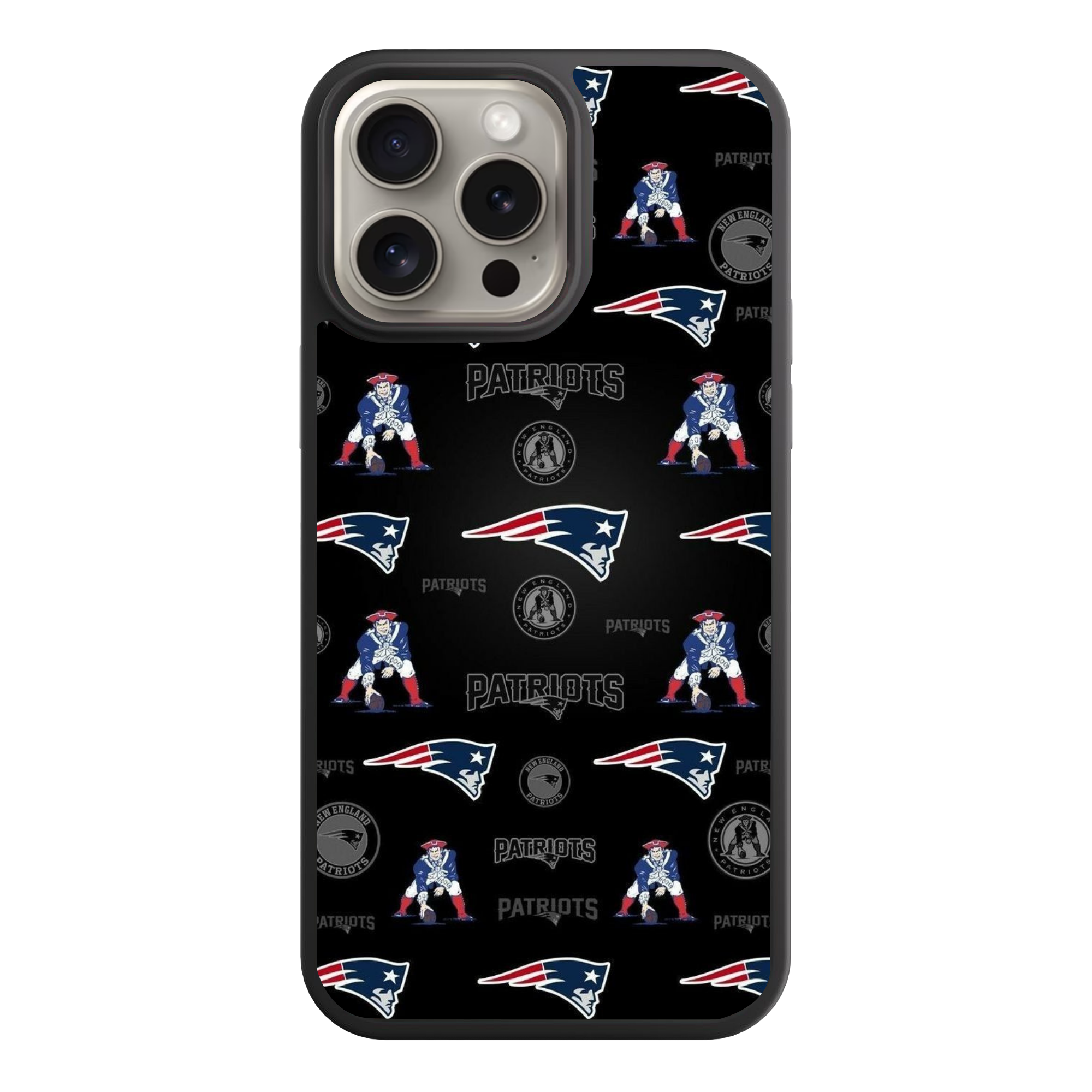 NFL New England Patriots Phone Case For iPhone Samsung Galaxy Pixel - New England Patriots Logo And Pat Patriot Pattern On Black Background
