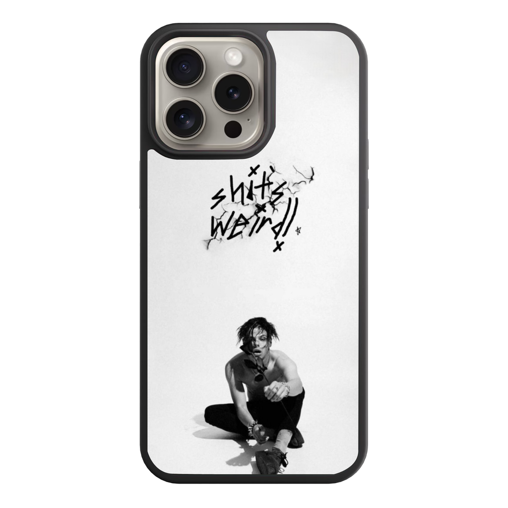 Yungblud Phone Case For iPhone Samsung Galaxy Pixel - Yungblud Sitting Cross Legged Below Handwritten Text On White Background