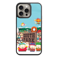 South Park Phone Case For iPhone Samsung Galaxy Pixel - South Park Main Characters Group With Iconic Town Sign On Light Blue Sky Background