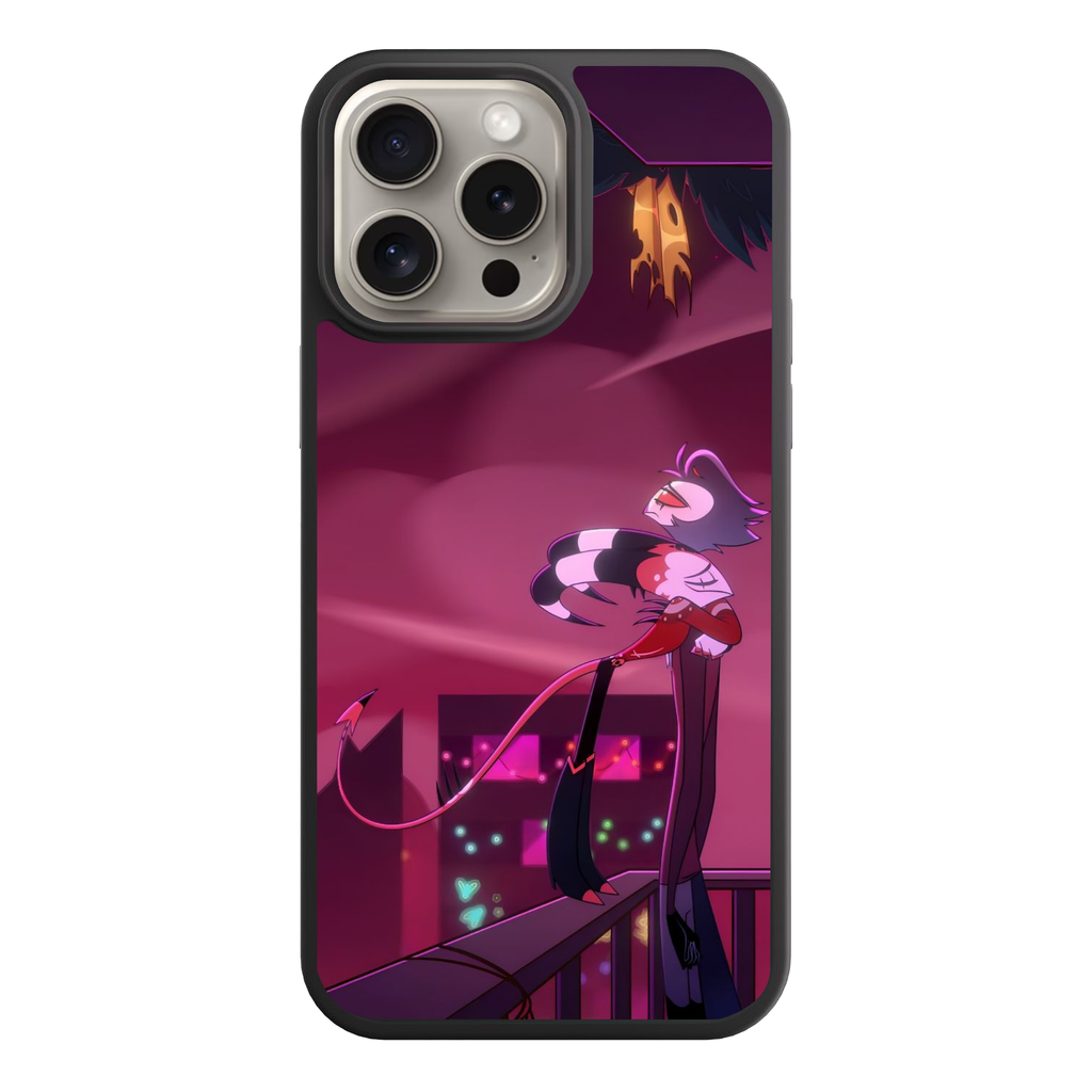 Helluva Boss Phone Case For iPhone Samsung Galaxy Pixel - Blitz And Stolas Hug On Balcony Poster