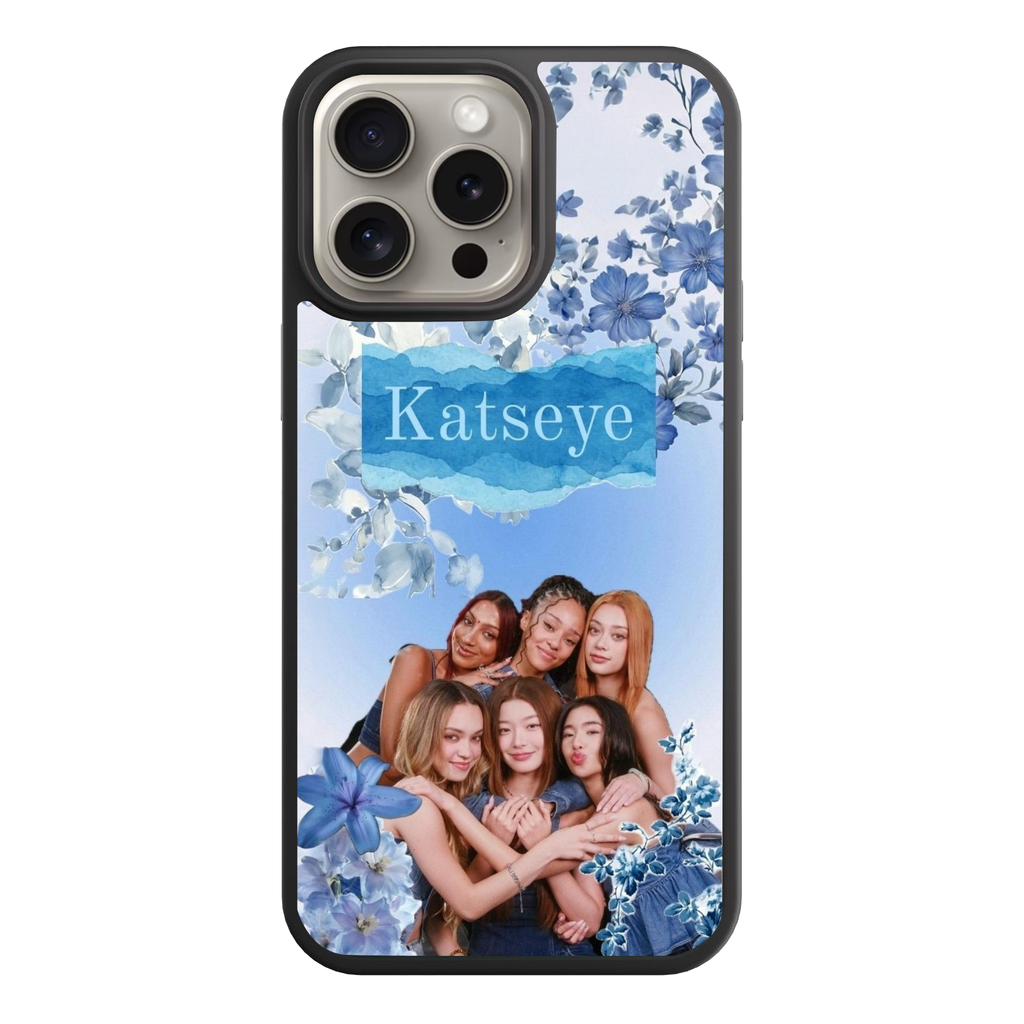 Katseye Phone Case For iPhone Samsung Galaxy Pixel - Katseye Members Group Photo Surrounded By Blue Flowers Background