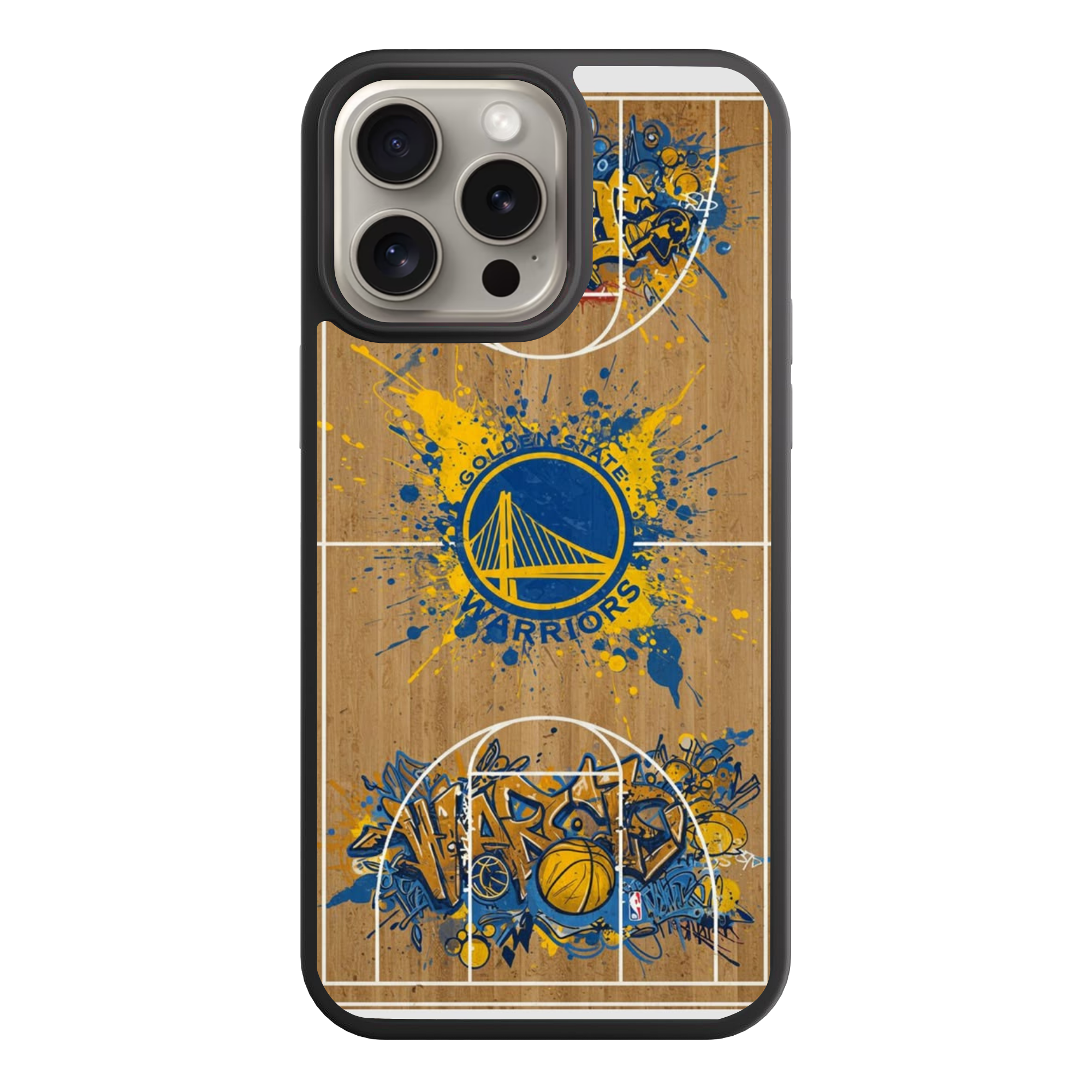 NBA Golden State Warriors Phone Case For iPhone Samsung Galaxy Pixel - Golden State Warriors Graffiti Logo On Basketball Court Art