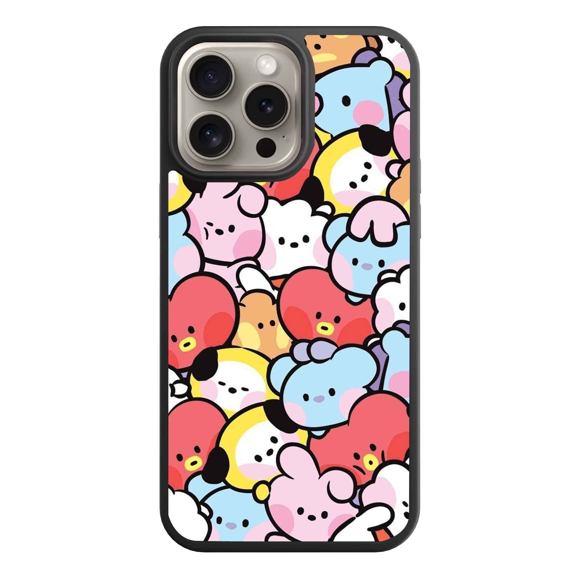 BTS Phone Case For iPhone Samsung Galaxy Pixel - BT21 Character Collage Wallpaper Pattern