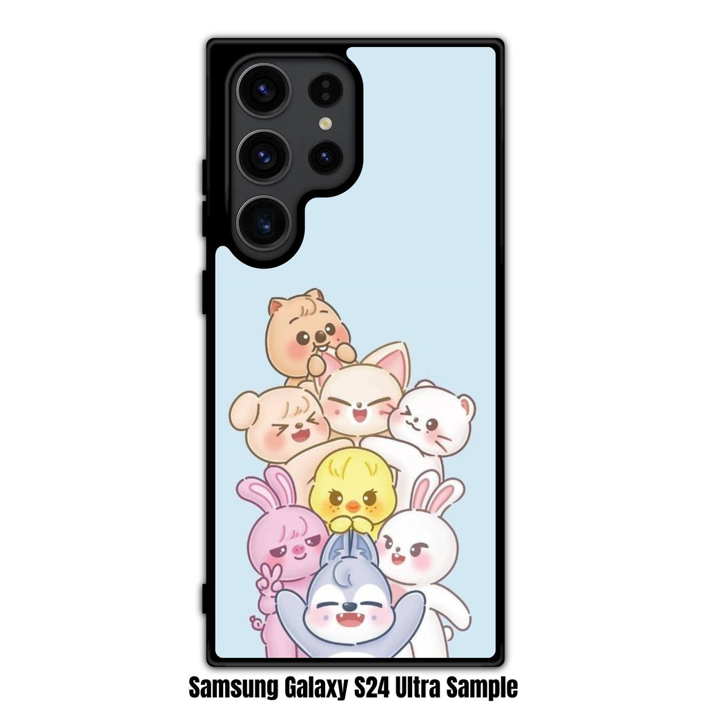 Stray Kids Phone Case For iPhone Samsung Galaxy Pixel - SKZOO Chibi Animal Tower On Light Blue Background