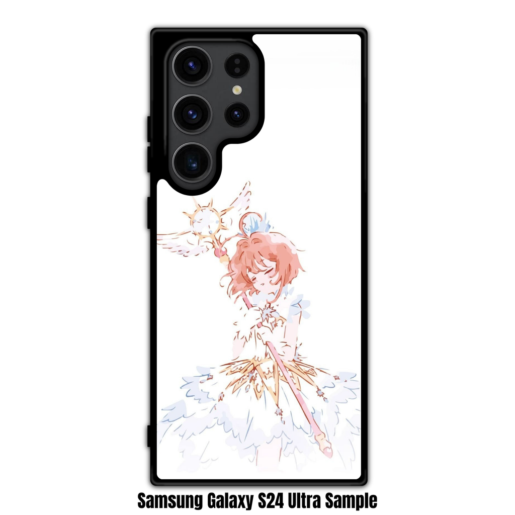 Cardcaptor Sakura Phone Case For iPhone Samsung Galaxy Pixel - Sakura Kinomoto Holding Her Dream Wand On White Background
