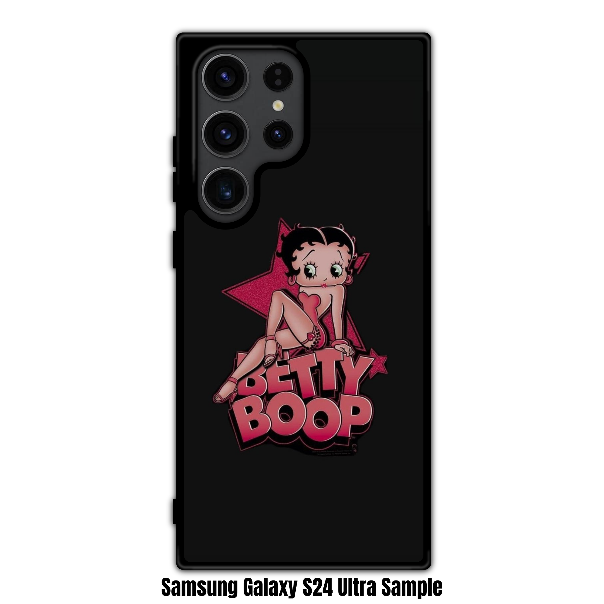 Betty Boop Phone Case For iPhone Samsung Galaxy Pixel - Betty Boop Posing With Large Pink Star On Black Background