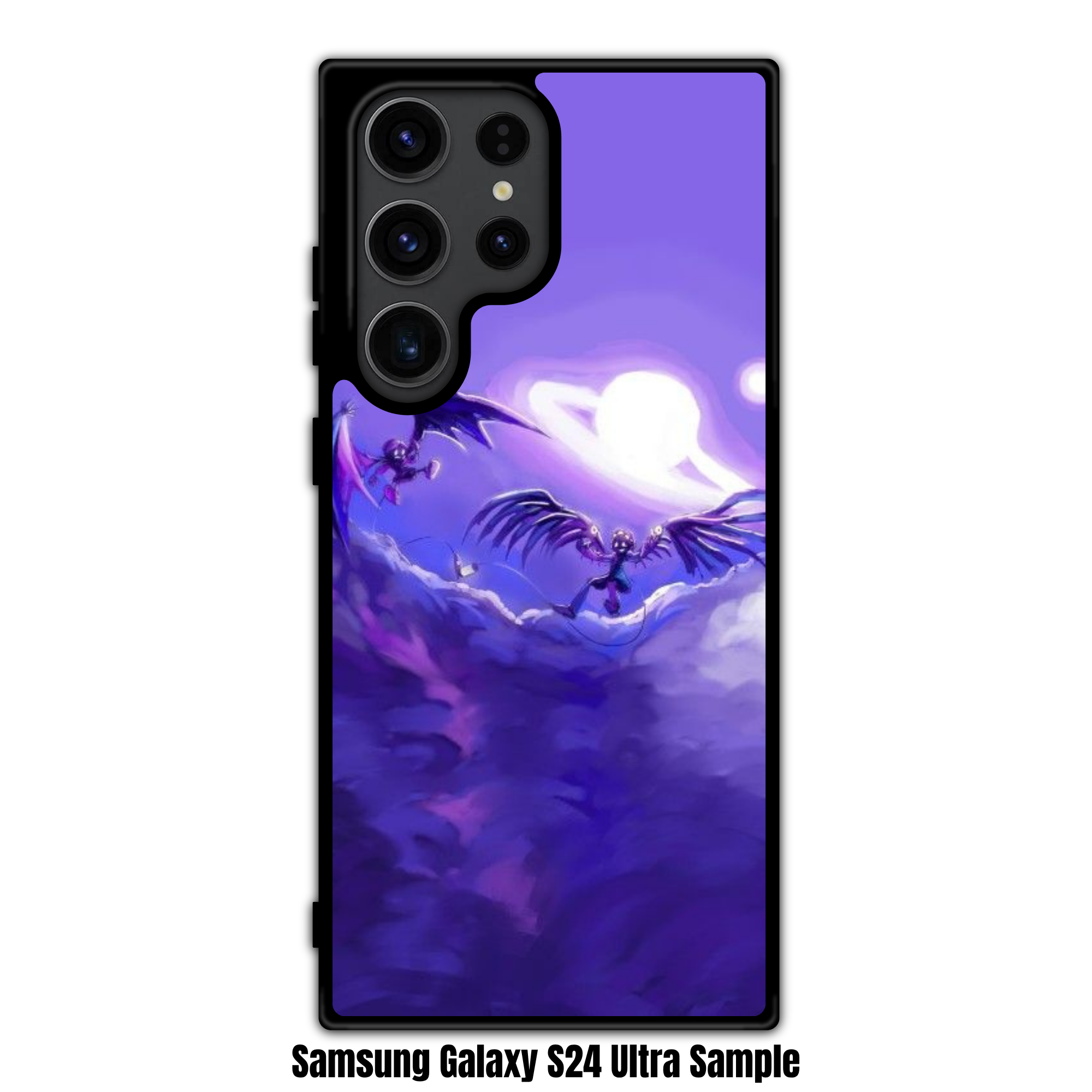 Murder Drones Phone Case For iPhone Samsung Galaxy Pixel - N And Uzi Flying Under The Purple Sky On Cloud Background