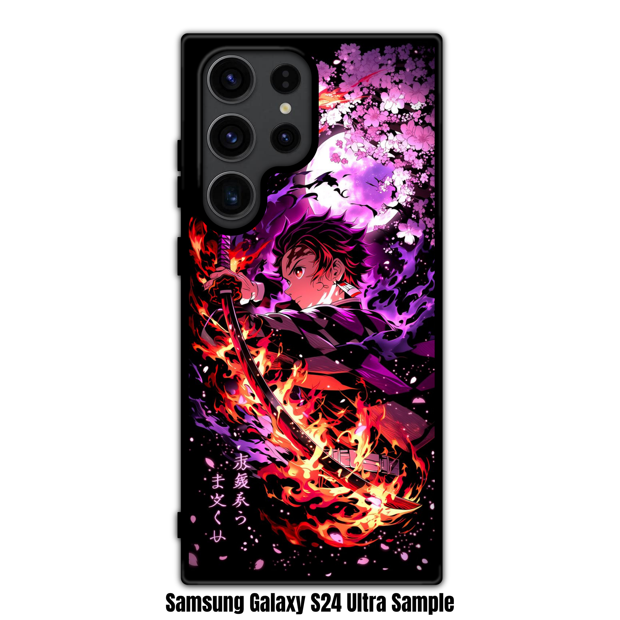 Demon Slayer Tanjiro Phone Case For iPhone Samsung Galaxy Pixel - Tanjiro Kamado Hinokami Kagura Under The Midnight Sakura Art