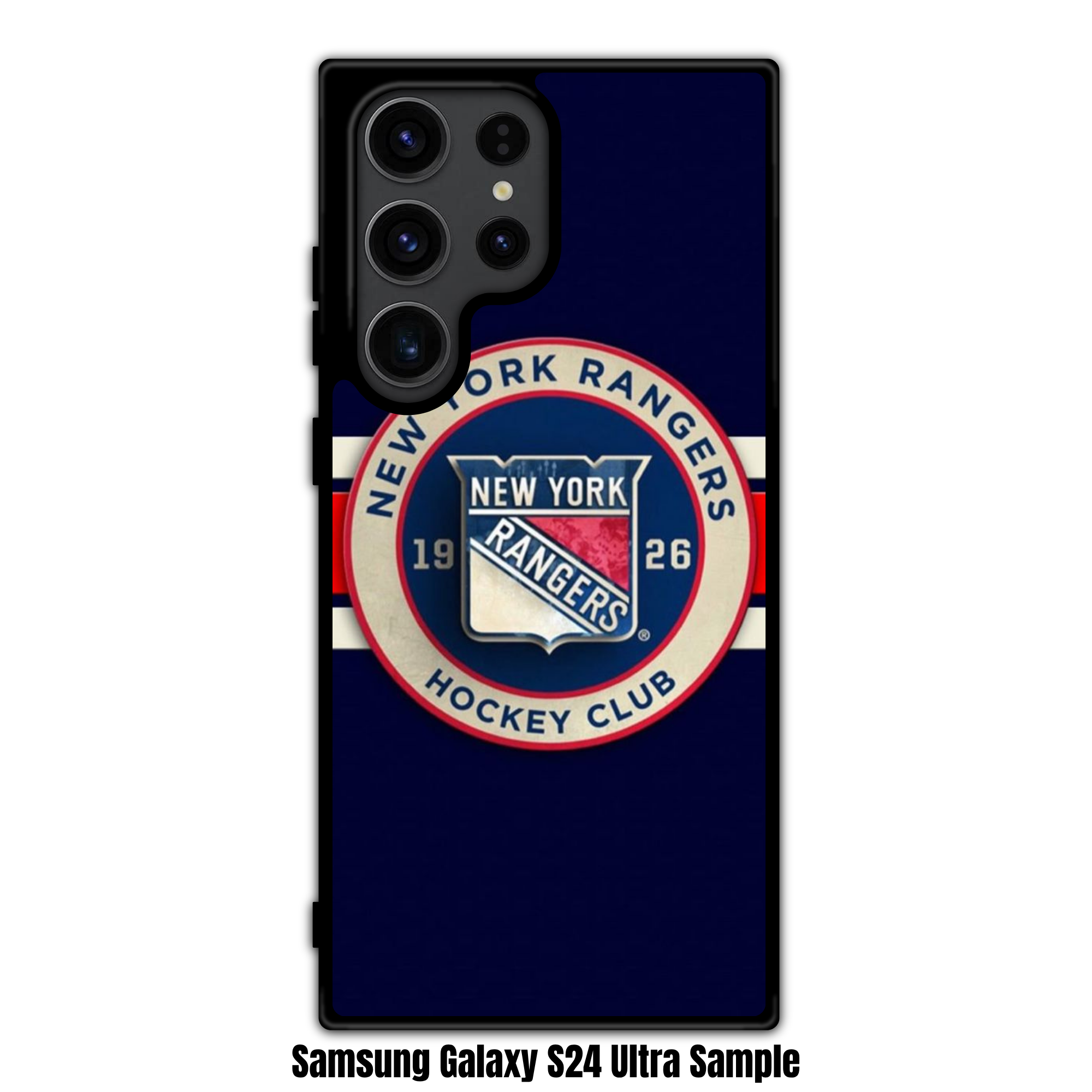 NHL New York Rangers Phone Case For iPhone Samsung Galaxy Pixel - New York Rangers Roundel Logo And Horizontal Stripes On Navy Blue Background