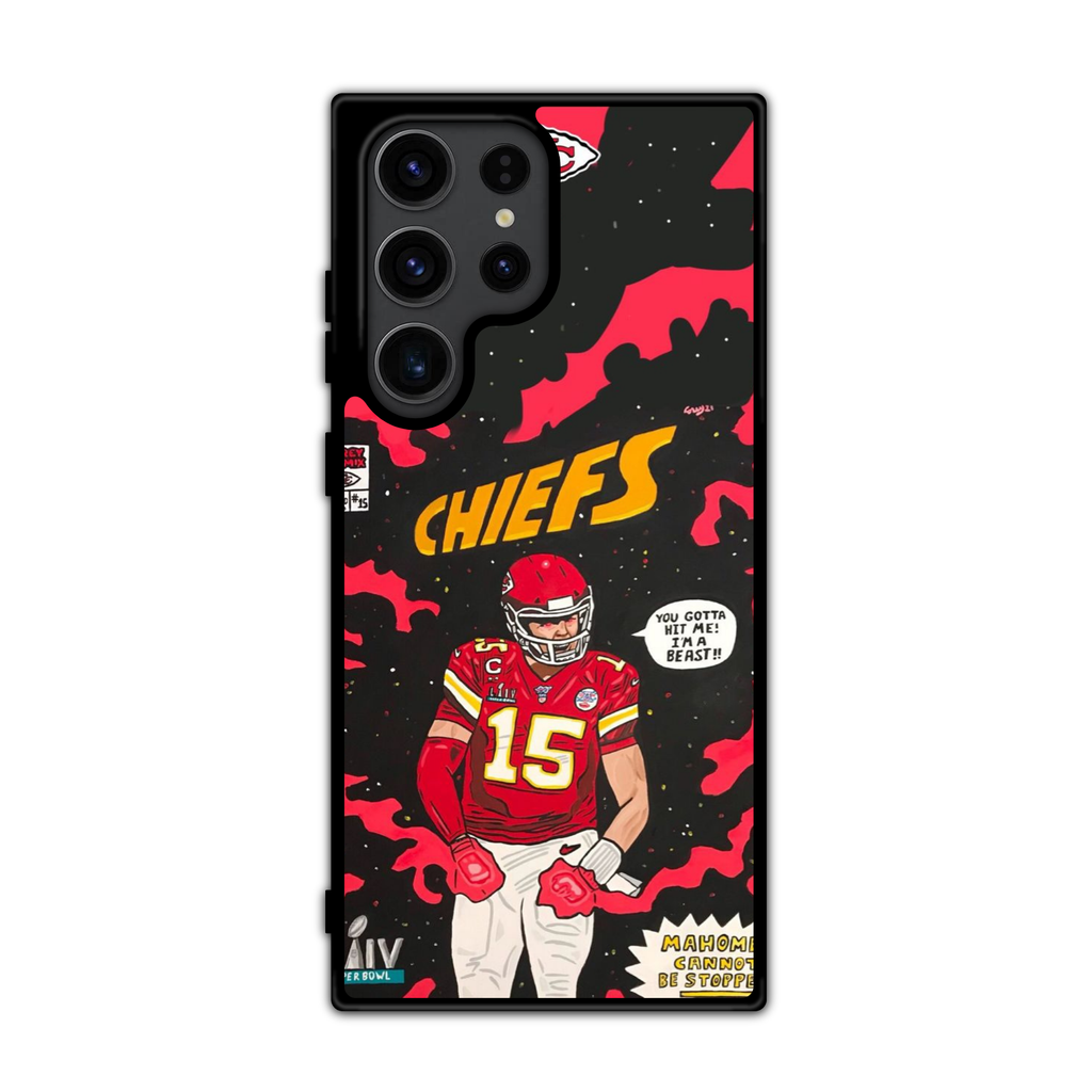 NFL Kansas City Chiefs Phone Case For iPhone Samsung Galaxy Pixel - Kansas City Chiefs Patrick Mahomes Comic Style On Red And Black Background