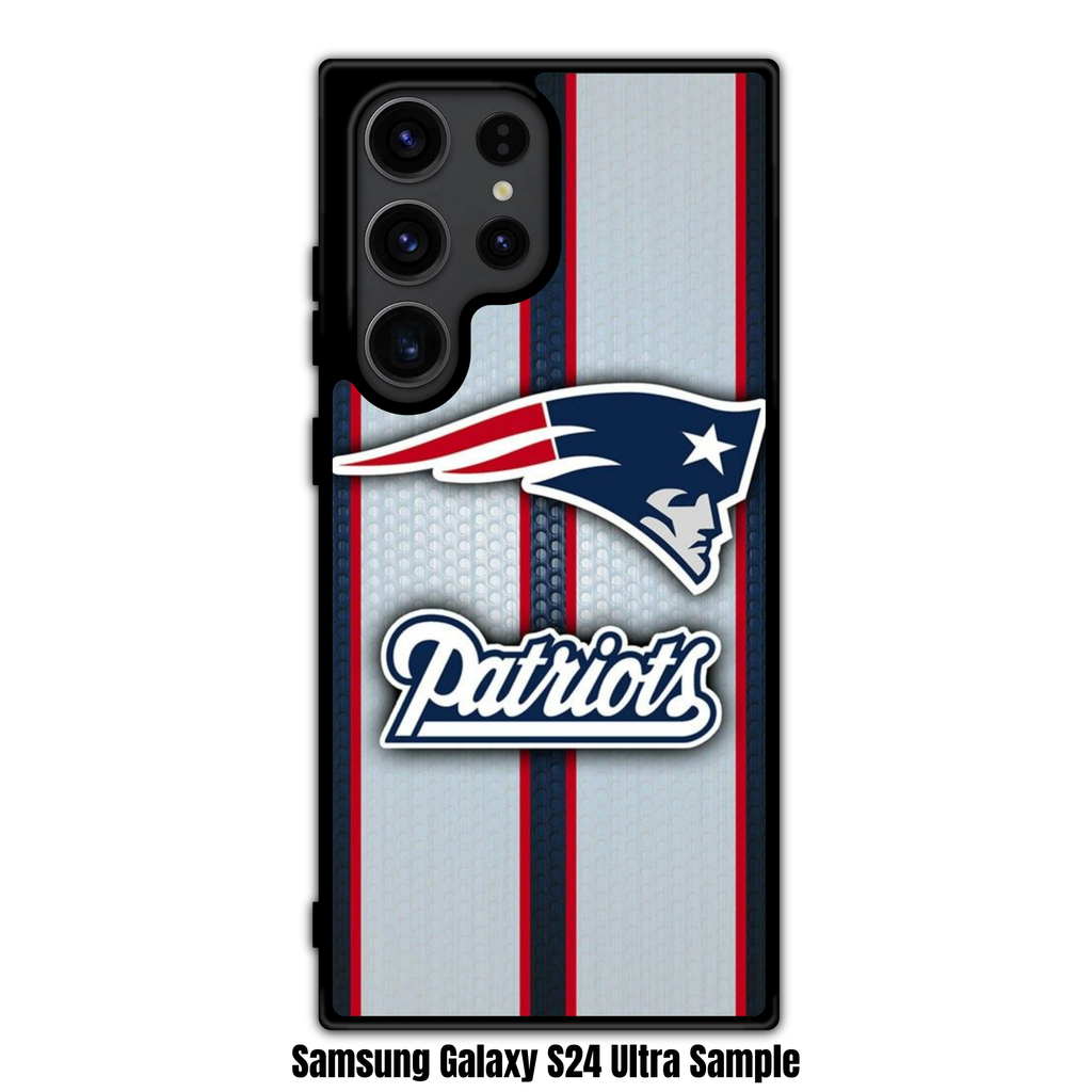 NFL New England Patriots Phone Case For iPhone Samsung Galaxy Pixel - New England Patriots Logo And Wordmark On Vertical Stripes Mesh Background
