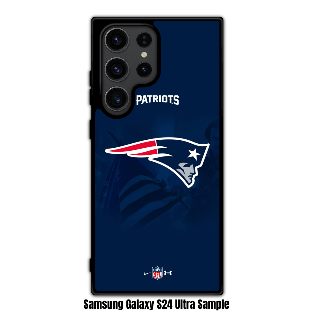 NFL New England Patriots Phone Case For iPhone Samsung Galaxy Pixel - New England Patriots Logo And Wordmark On Navy Blue Background With NFL Nike And Under Armour Logos