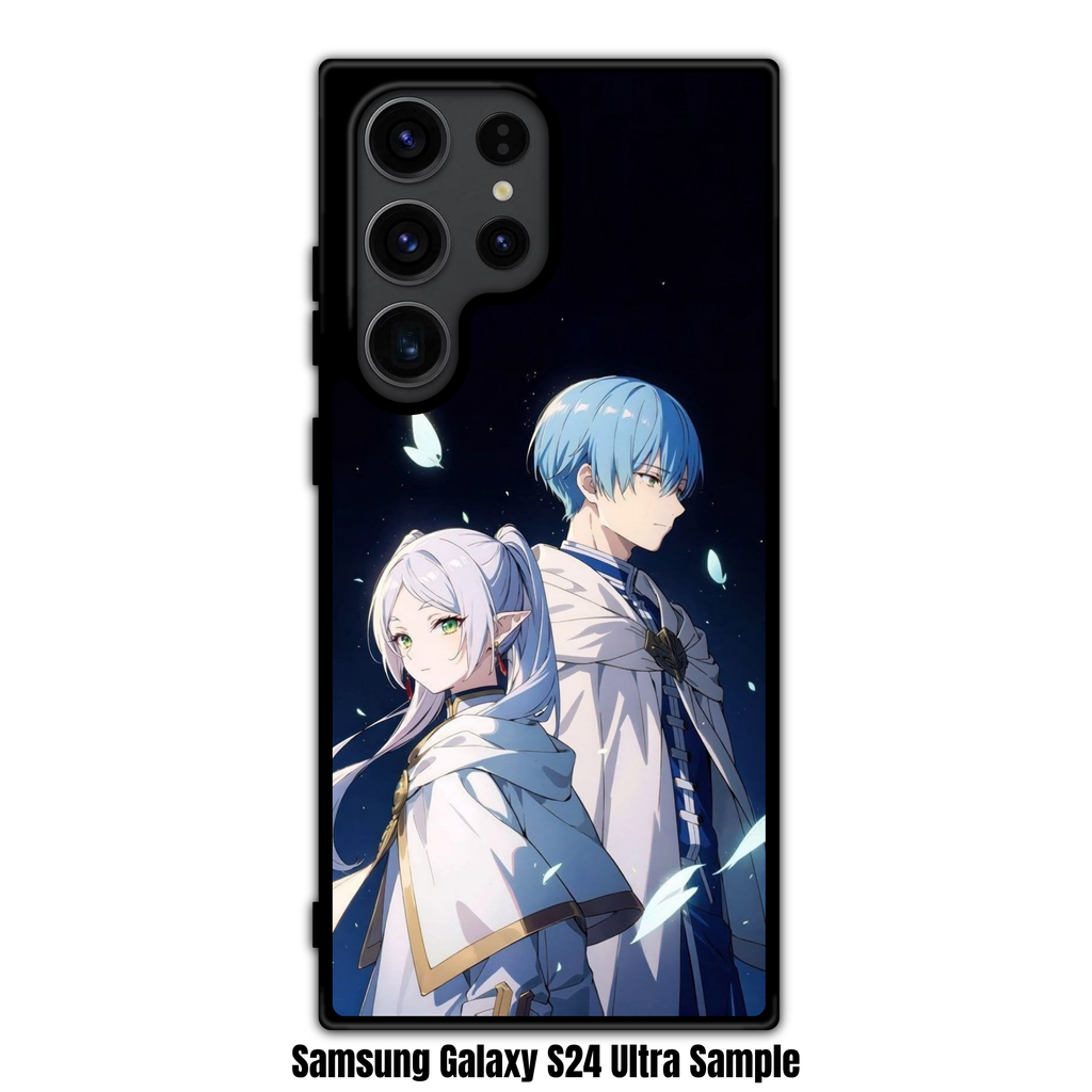 Frieren Beyond Journeys End Phone Case For iPhone Samsung Galaxy Pixel - Frieren And Himmel On Black Background