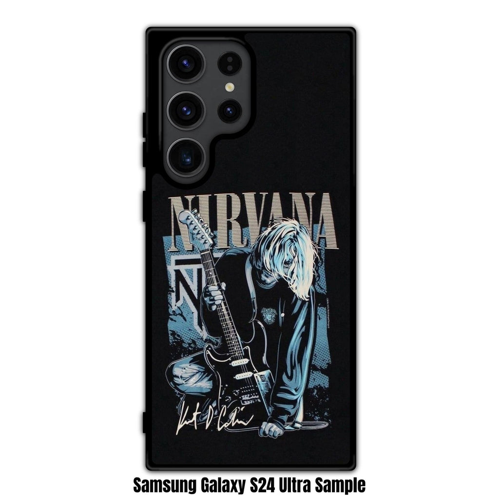Nirvana Kurt Cobain Phone Case For iPhone Samsung Galaxy Pixel - Nirvana Kurt Cobain Guitar Graphic In Black Background