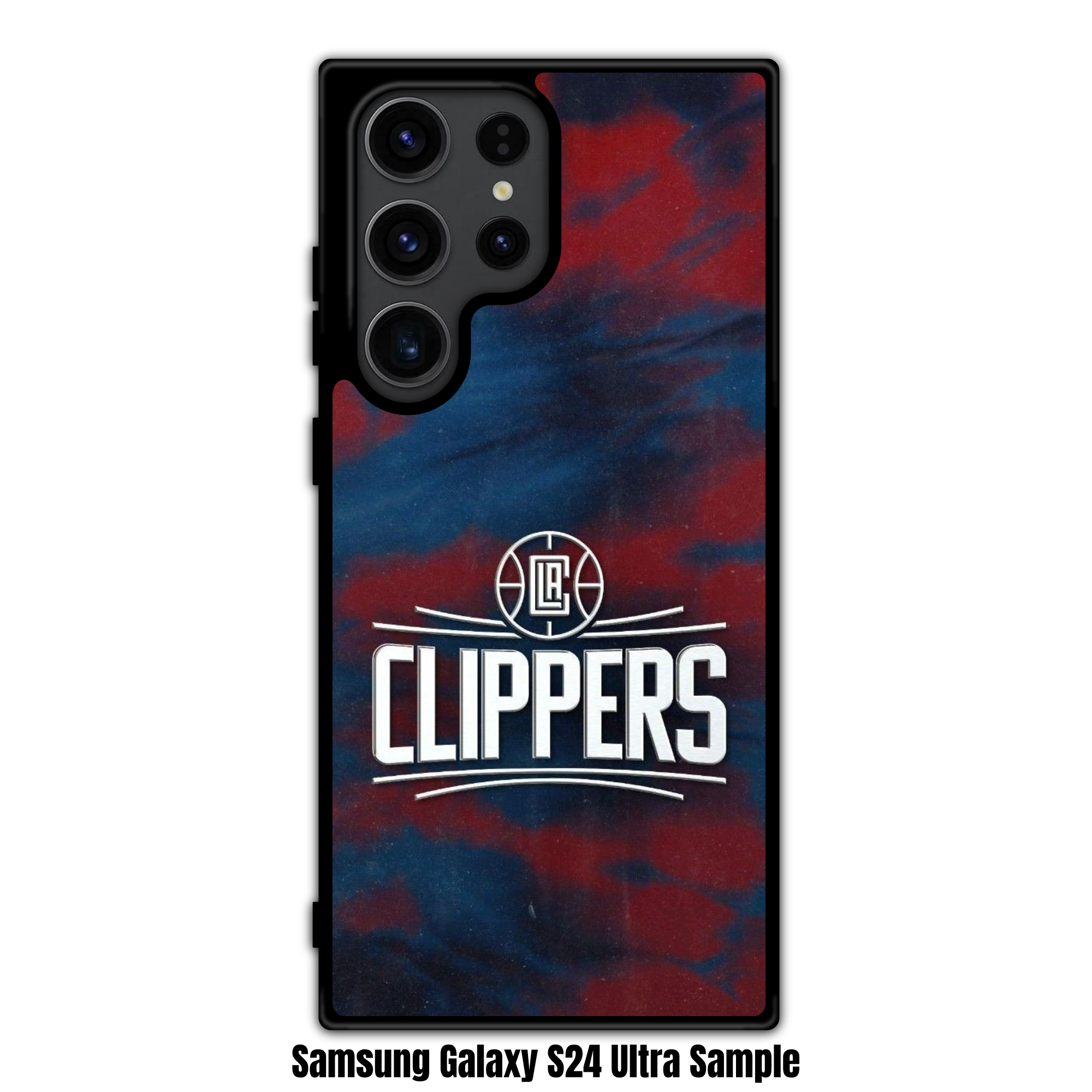 NBA Los Angeles Clippers Phone Case For iPhone Samsung Galaxy Pixel - Los Angeles Clippers Logo And Wordmark On Red And Blue Tie Dye Background