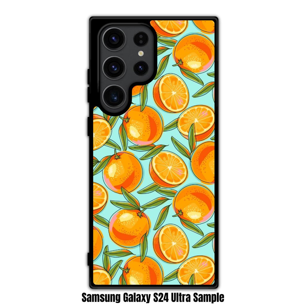 Orange Pattern Phone Case For iPhone Samsung Galaxy Pixel - Graphic Orange Pattern In Light Blue Background