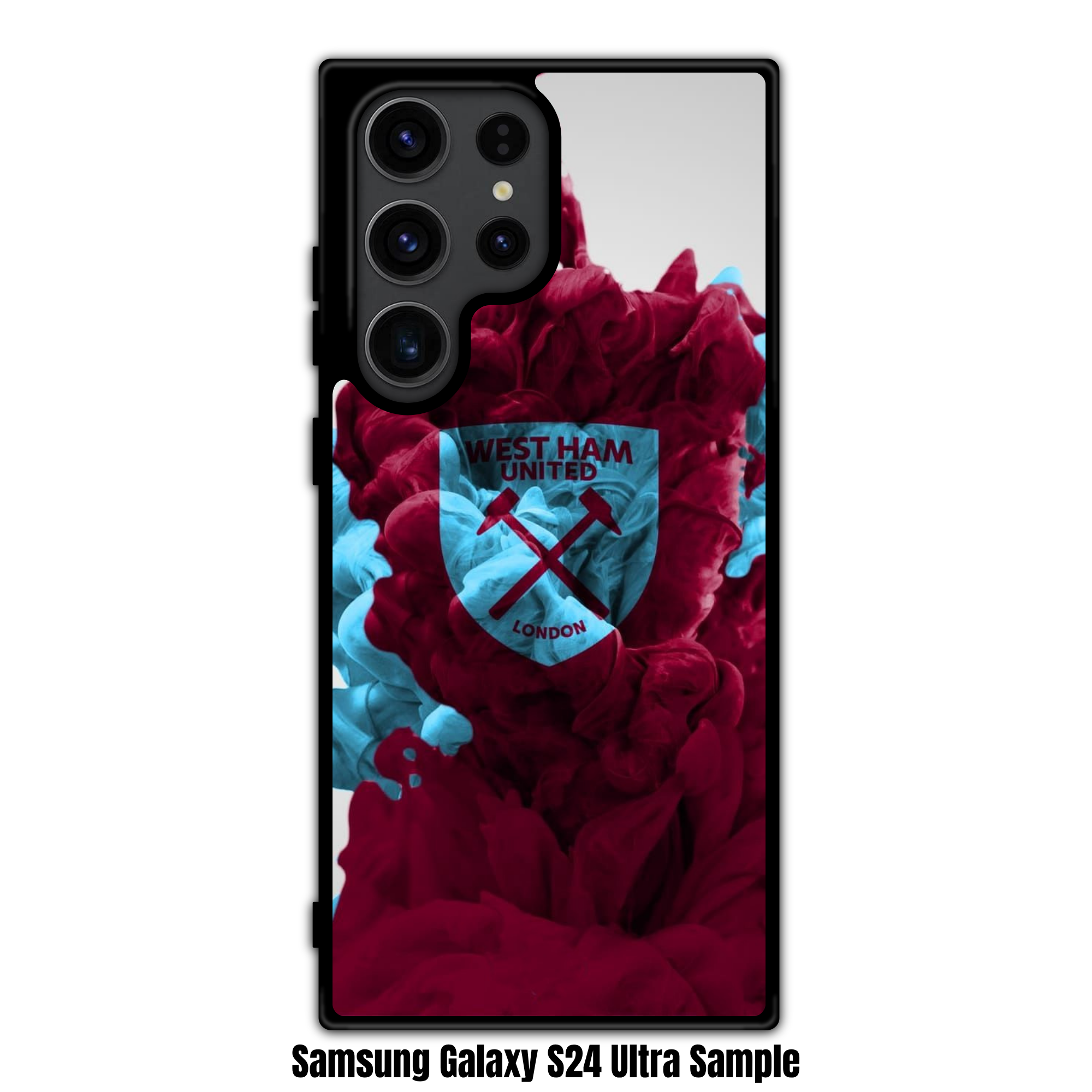 West Ham United FC Phone Case For iPhone Samsung Galaxy Pixel - West Ham United FC Crest On Claret And Blue Smoke Background