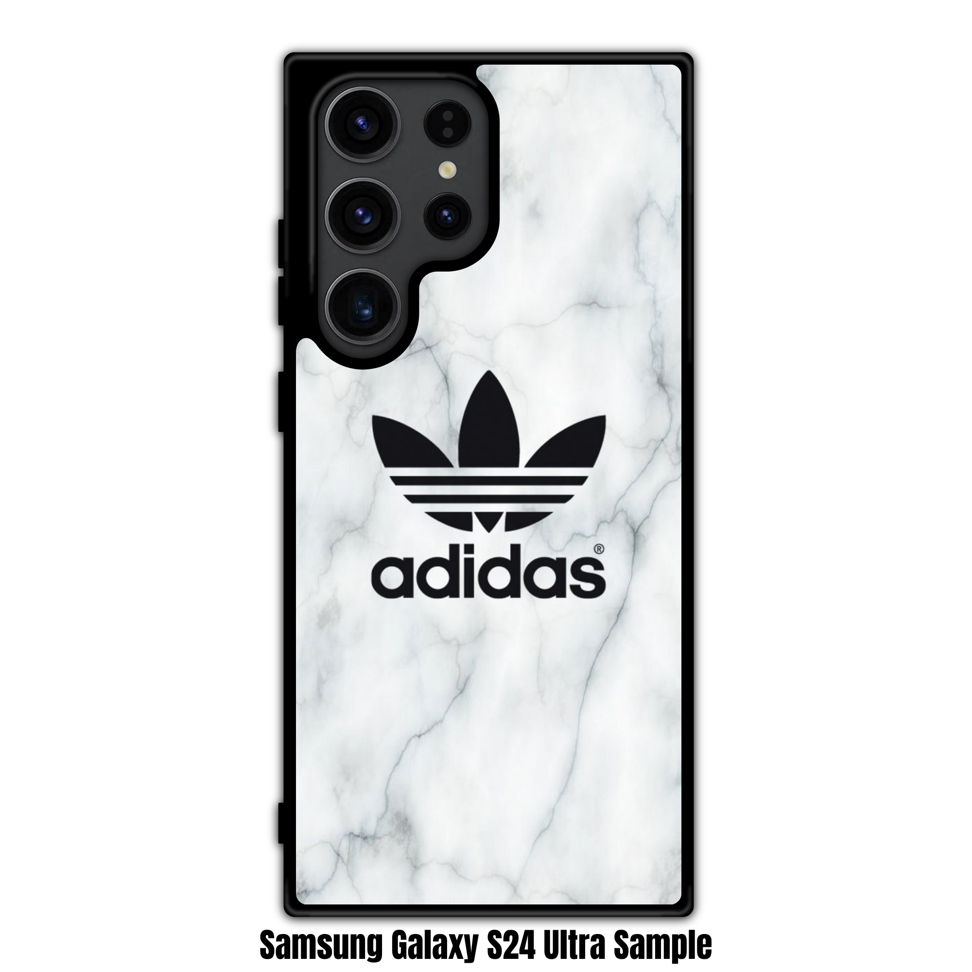 Adidas Phone Case For iPhone Samsung Galaxy Pixel - Adidas Trefoil Logo On White Marble Textured Background