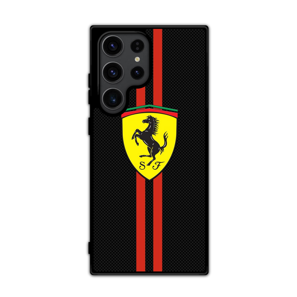F1 Formula 1 Ferrari Phone Case For iPhone Samsung Galaxy Pixel - Ferrari Logo On Black Textured Background