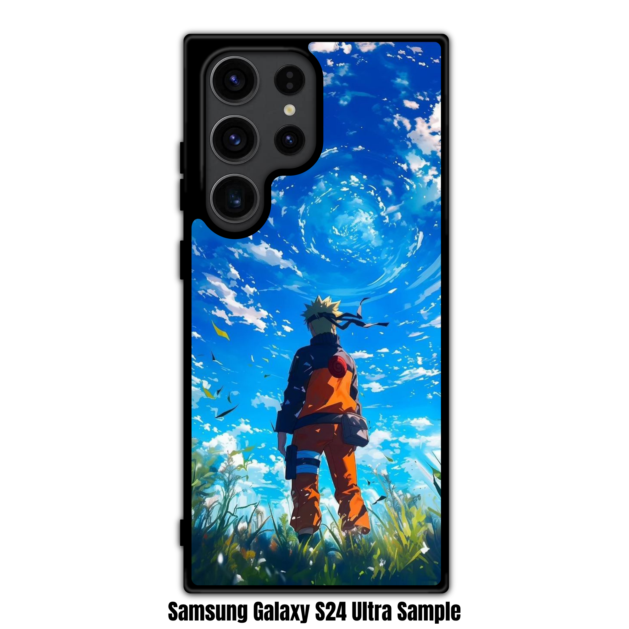 Naruto Phone Case For iPhone Samsung Galaxy Pixel - Naruto Uzumaki Standing In A Grassy Field Looking Up At A Swirling Blue Sky