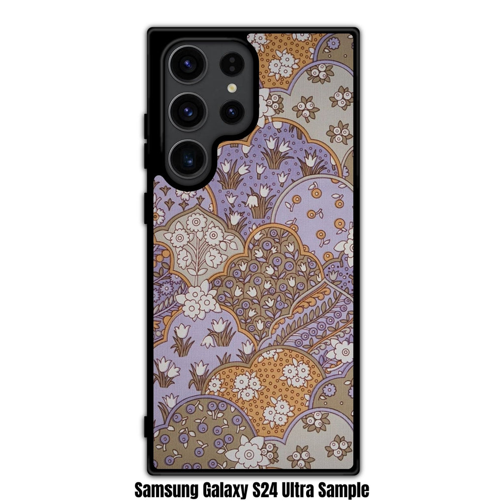 Floral Pattern Phone Case For iPhone Samsung Galaxy Pixel - Retro Floral Seigaiha Wave Pattern On Lavender Background