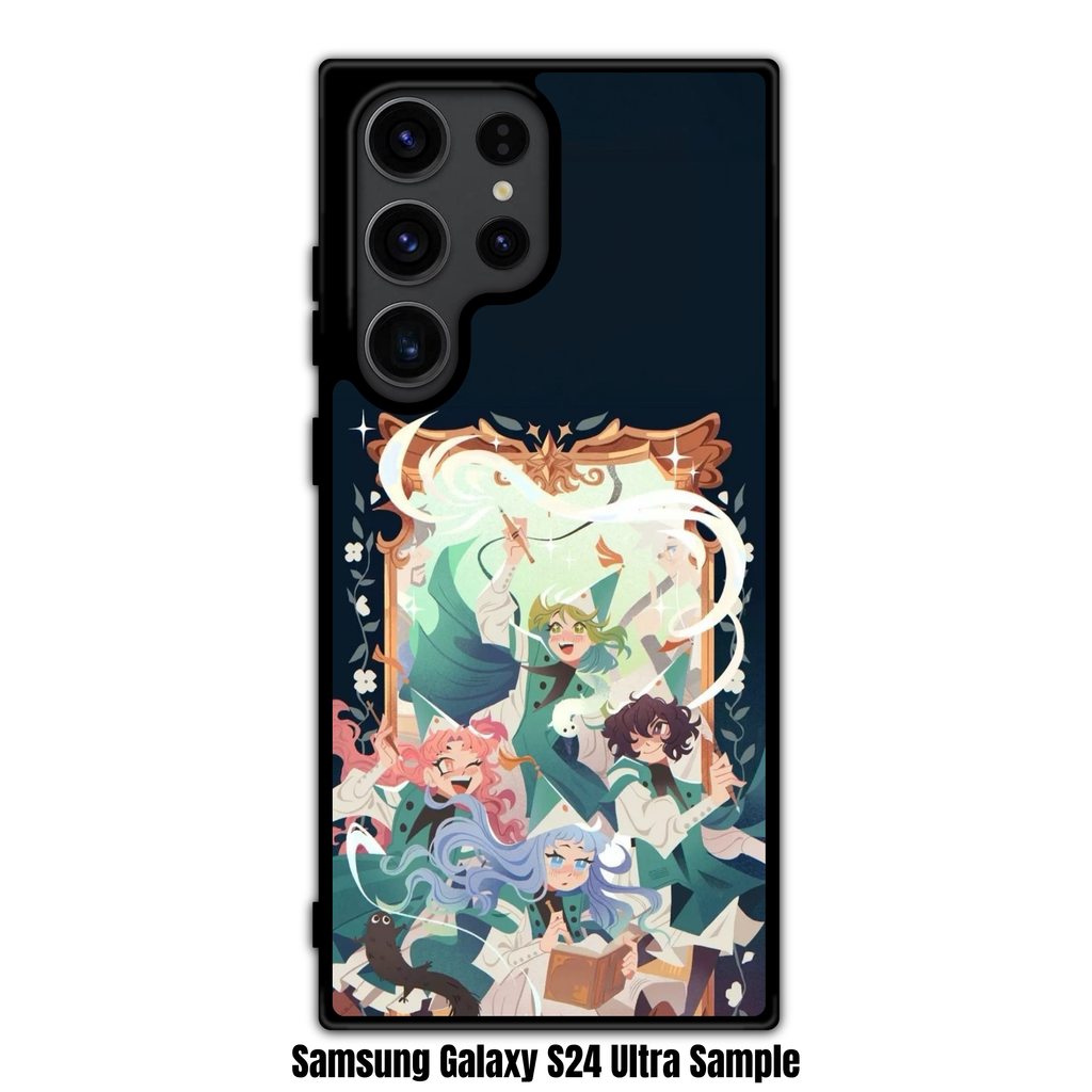 Witch Hat Atelier Phone Case For iPhone Samsung Galaxy Pixel - Witch Hat Atelier Four Apprentices Group Portrait In Ornate Mirror On Dark Navy Background