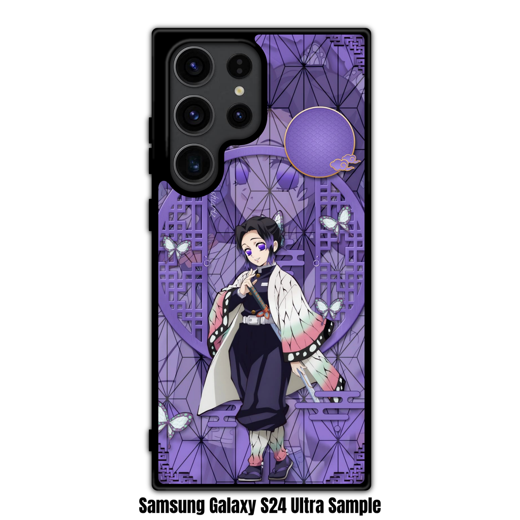 Demon Slayer Shinobu Phone Case For iPhone Samsung Galaxy Pixel - Shinobu Kocho Purple Asanoha Pattern Aesthetic Wallpaper