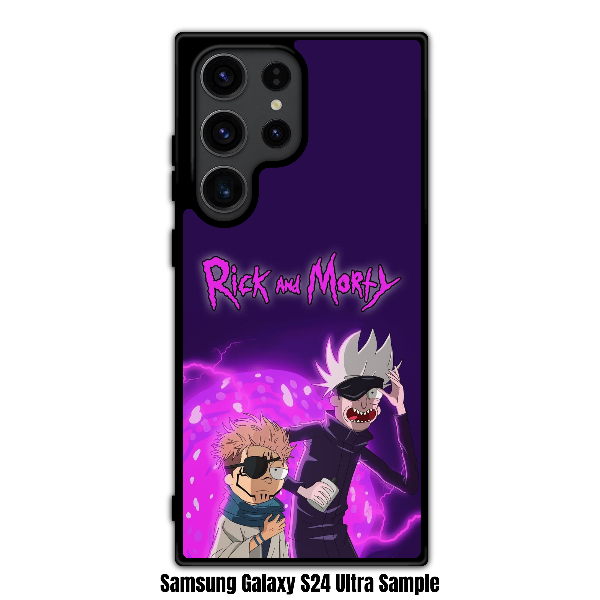 Rick And Morty Phone Case For iPhone Samsung Galaxy Pixel - Rick And Morty As Satoru Gojo And Yuji Itadori On Purple Space Background