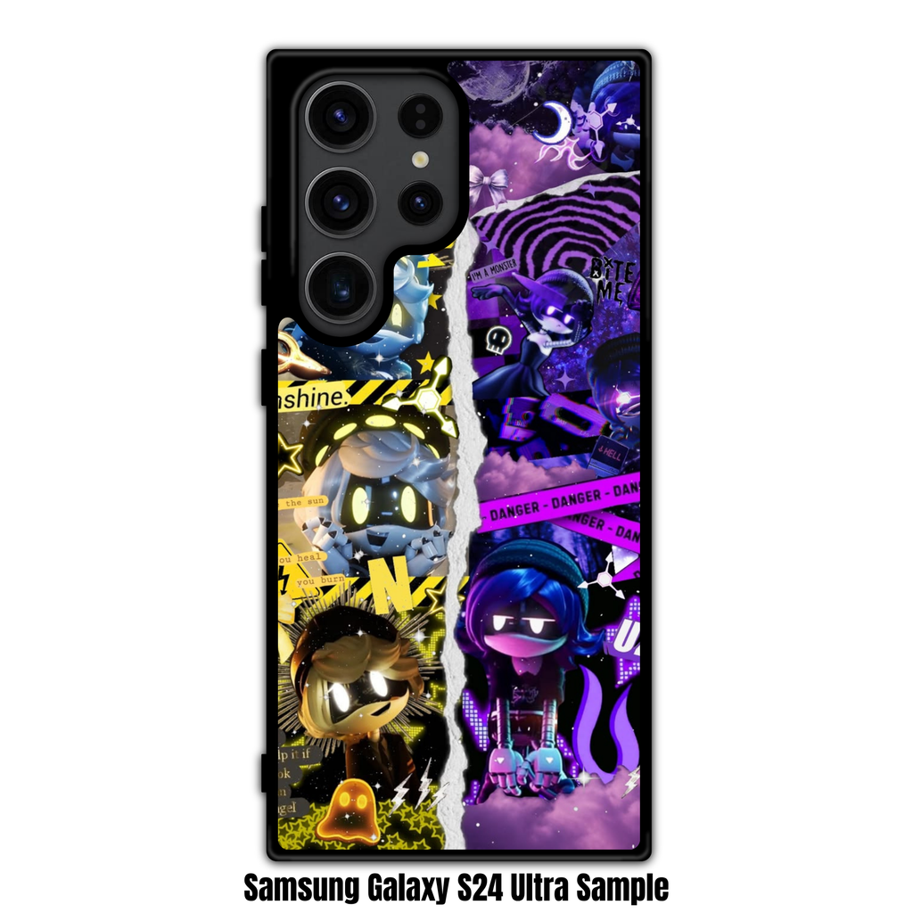 Murder Drones Phone Case For iPhone Samsung Galaxy Pixel - N And Uzi Aesthetic Collage On Split Background