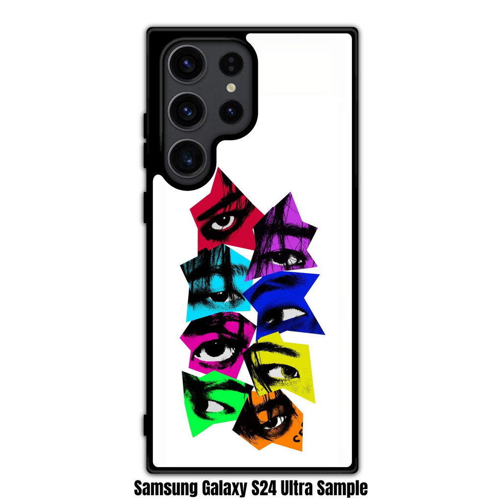 Stray Kids Phone Case For iPhone Samsung Galaxy Pixel - Stray Kids Members Eyes In Colorful Star Cutouts On White Background