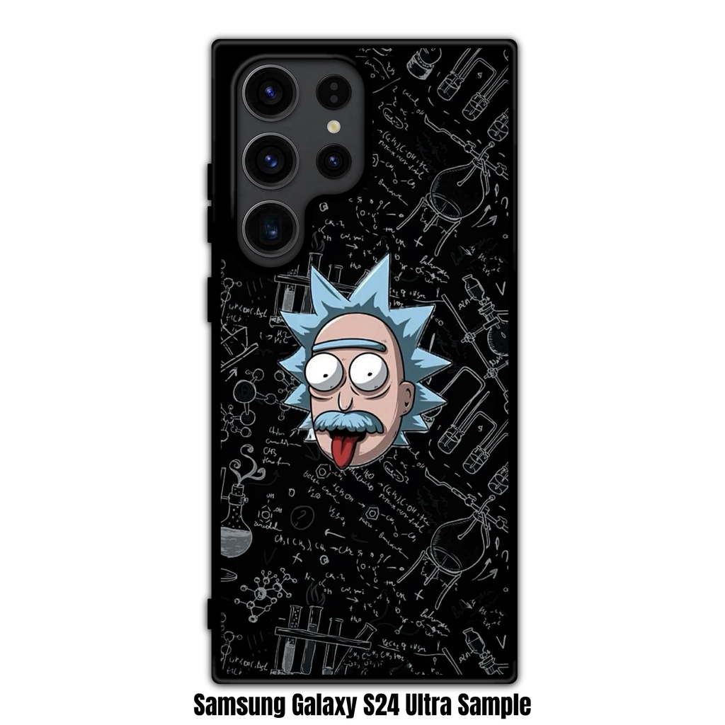 Rick And Morty Phone Case For iPhone Samsung Galaxy Pixel - Rick Sanchez Posing On A Chemistry Doodle Background