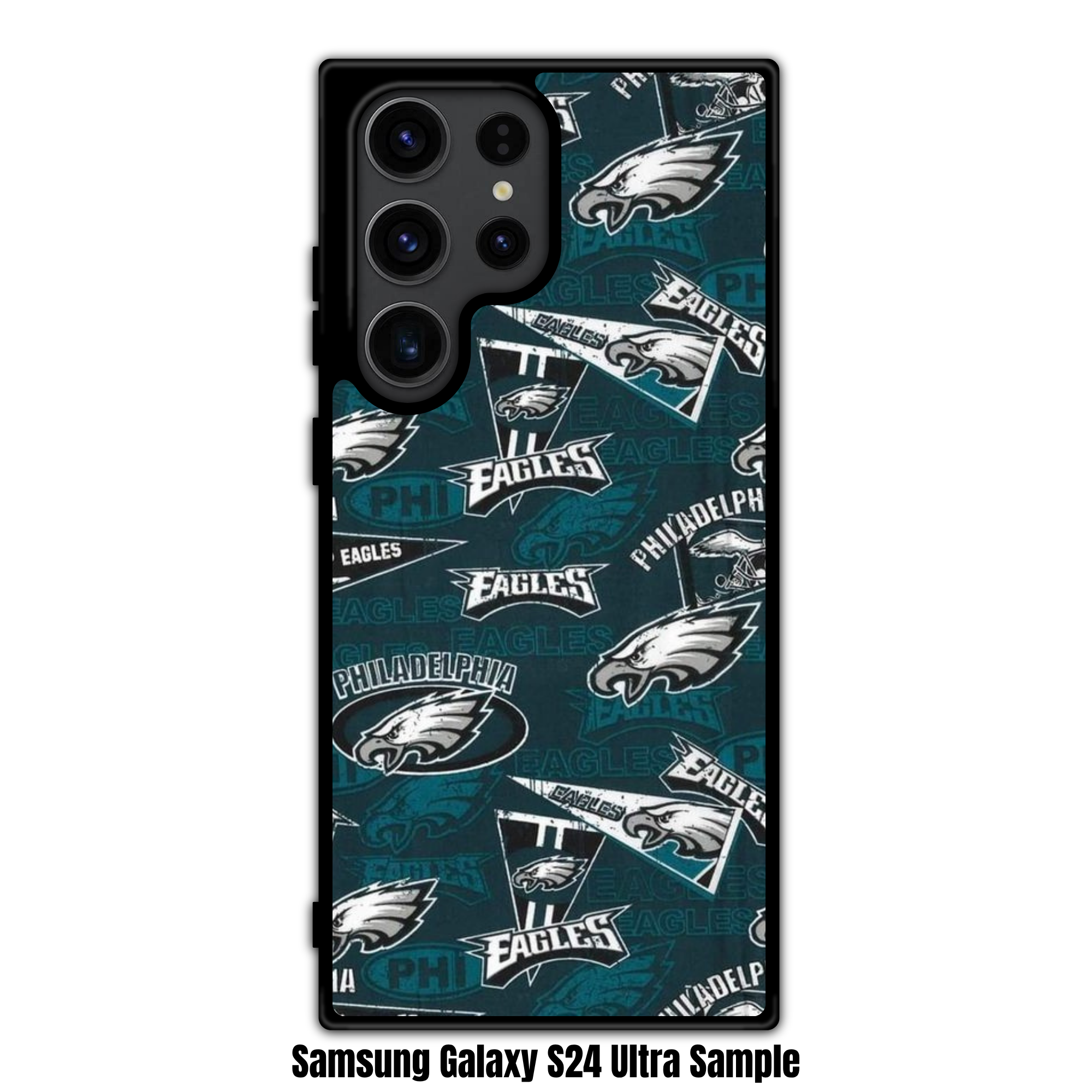 NFL Philadelphia Eagles Phone Case For iPhone Samsung Galaxy Pixel - Philadelphia Eagles Distressed Logo And Pennant Pattern On Midnight Green Background