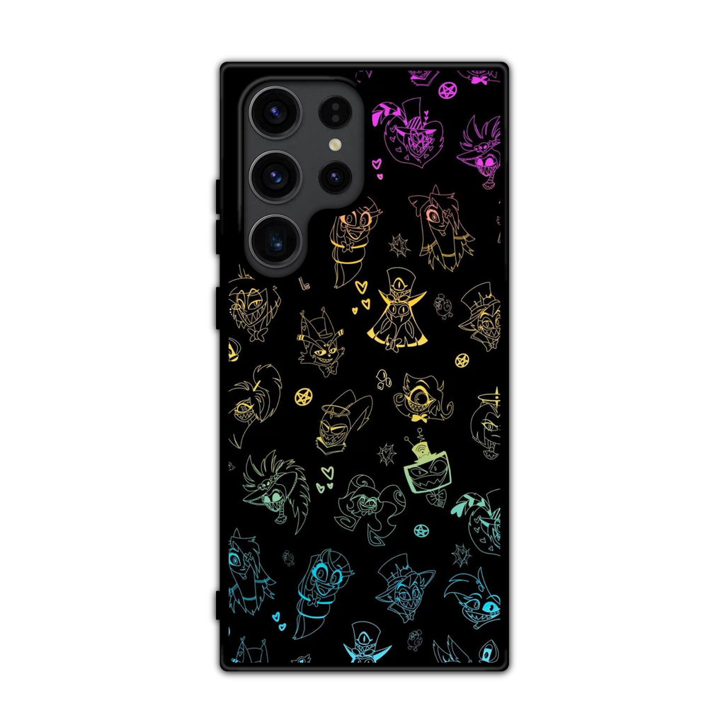 Helluva Boss Phone Case For iPhone Samsung Galaxy Pixel - Characters Neon Line Art Poster