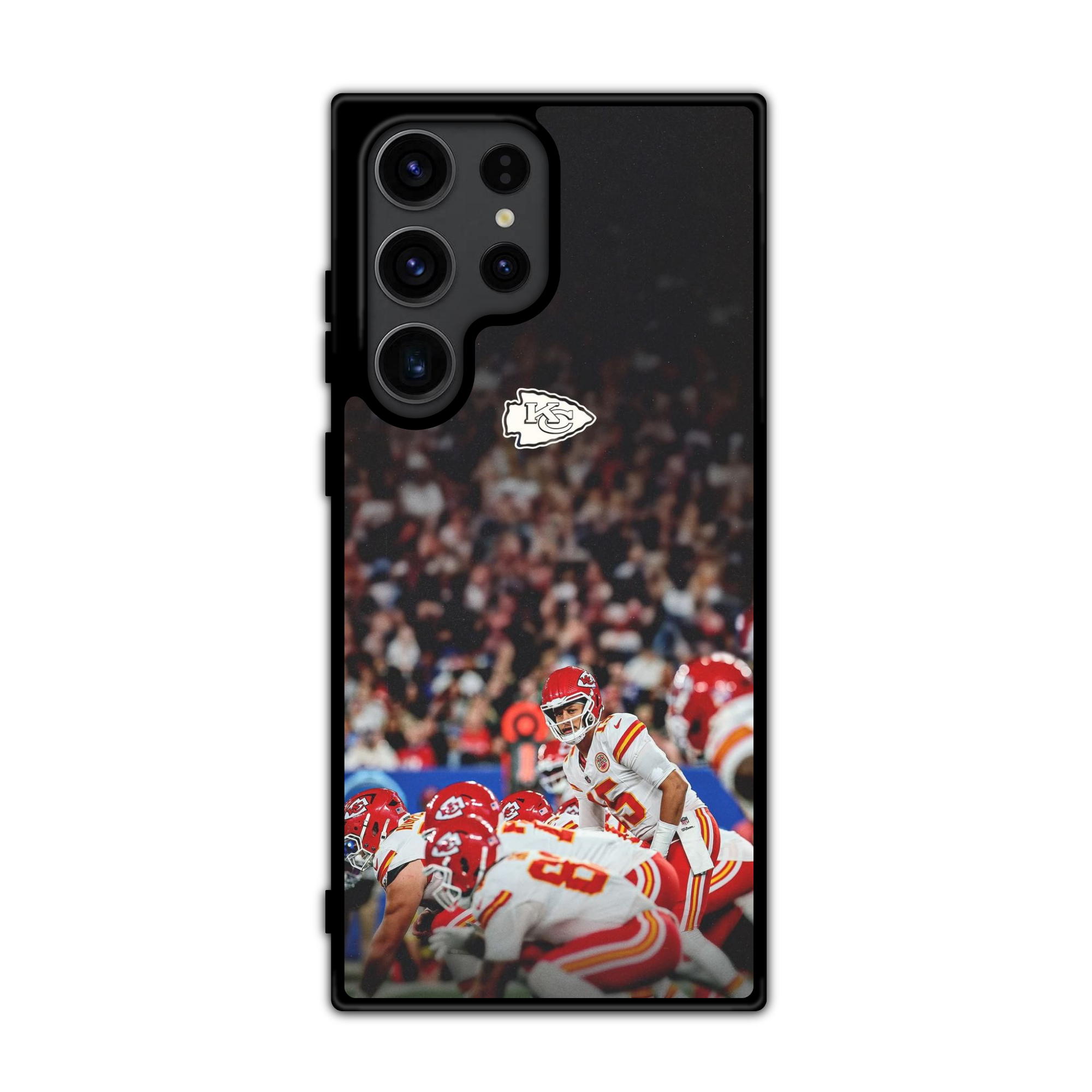 NFL Kansas City Chiefs Phone Case For iPhone Samsung Galaxy Pixel - Kansas City Chiefs Logo And Patrick Mahomes At Line Of Scrimmage Poster