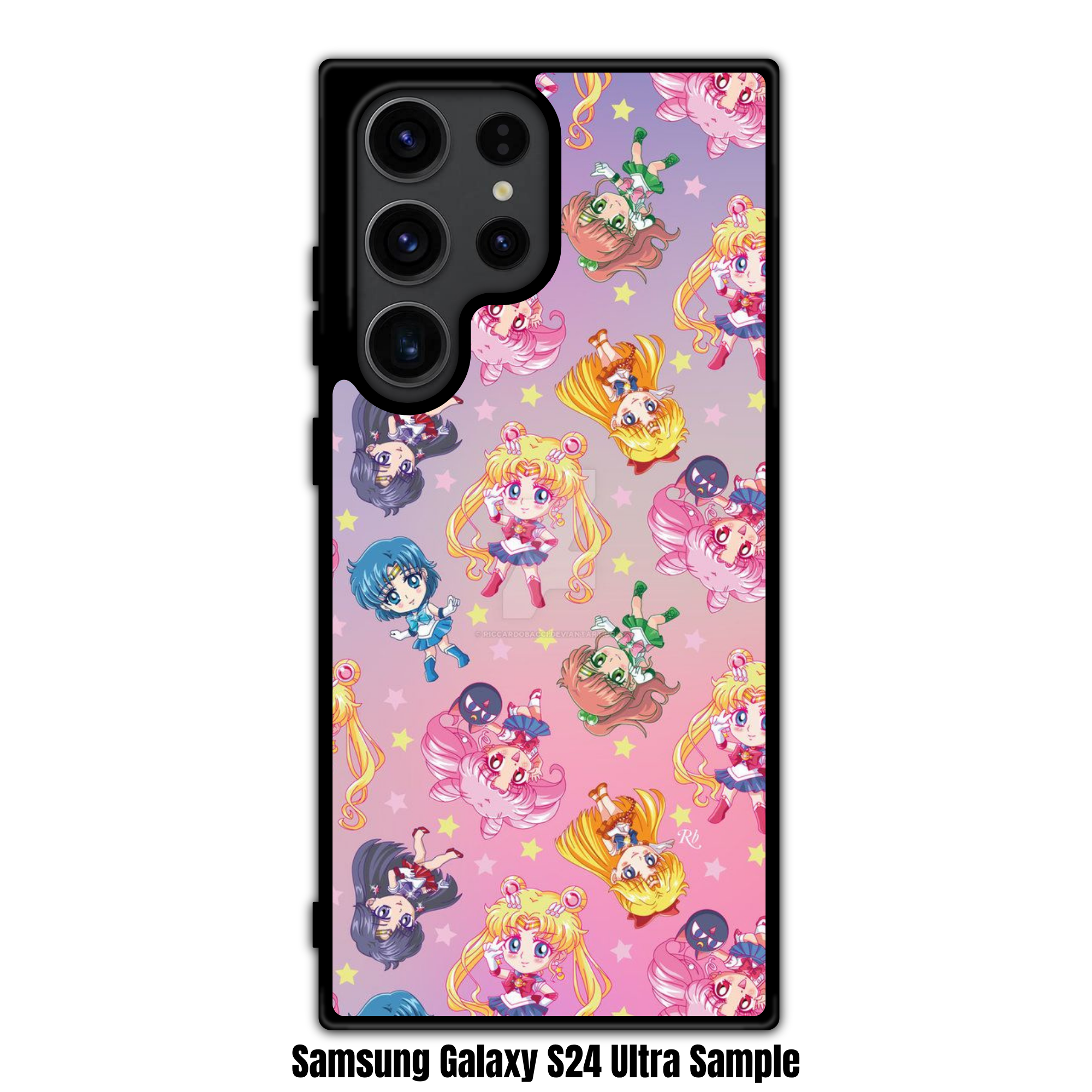 Sailor Moon Phone Case For iPhone Samsung Galaxy Pixel - Sailor Guardians Chibi Characters Seamless Pattern On Pastel Gradient Background