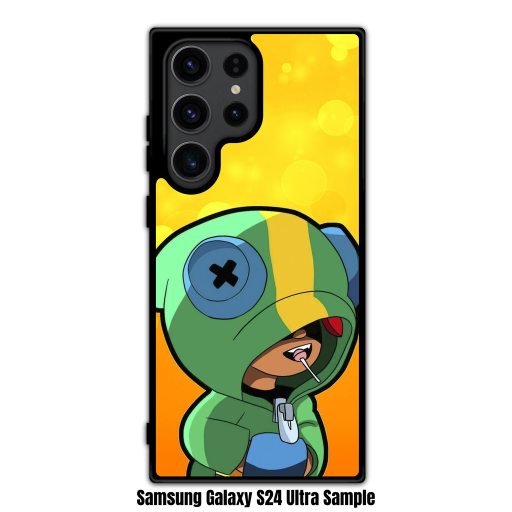 Brawl Stars Leon Phone Case For iPhone Samsung Galaxy Pixel - Leon On Yellow Bokeh Background