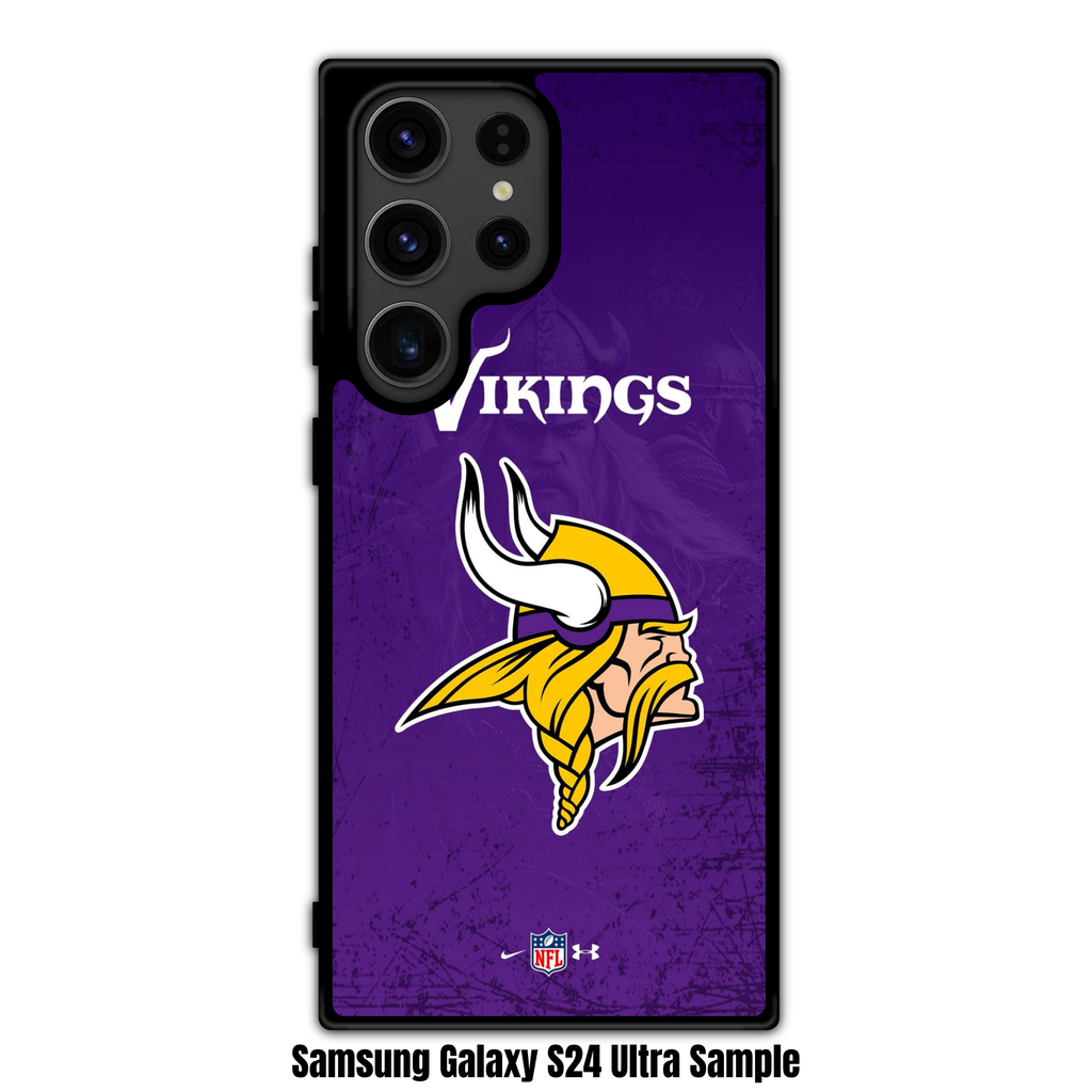 NFL Minnesota Vikings Phone Case For iPhone Samsung Galaxy Pixel - Minnesota Vikings Logo And Wordmark On Purple Distressed Background
