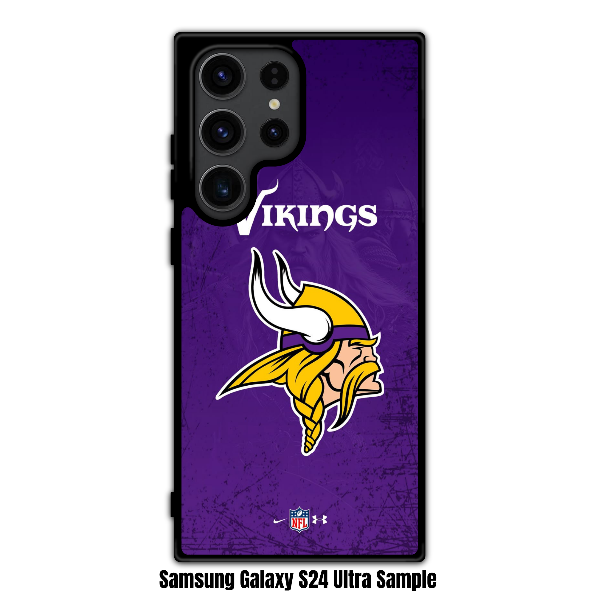 NFL Minnesota Vikings Phone Case For iPhone Samsung Galaxy Pixel - Minnesota Vikings Logo And Wordmark On Purple Distressed Background