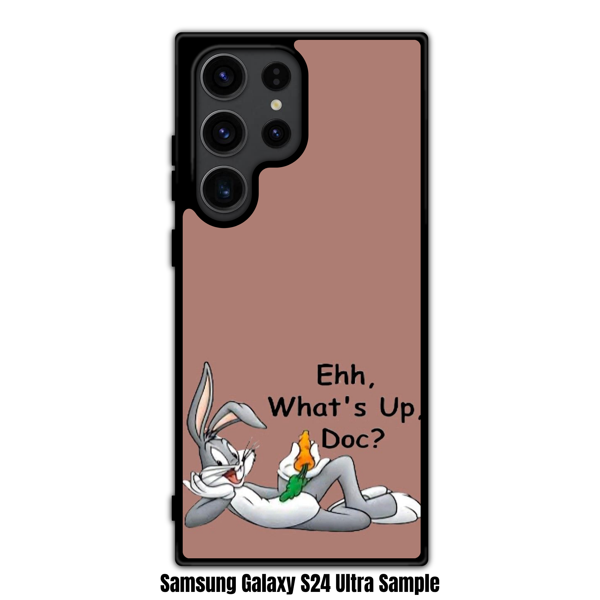 Looney Tunes Bugs Bunny Phone Case For iPhone Samsung Galaxy Pixel - Bugs Bunny Reclining With Carrot On Dusty Rose Background